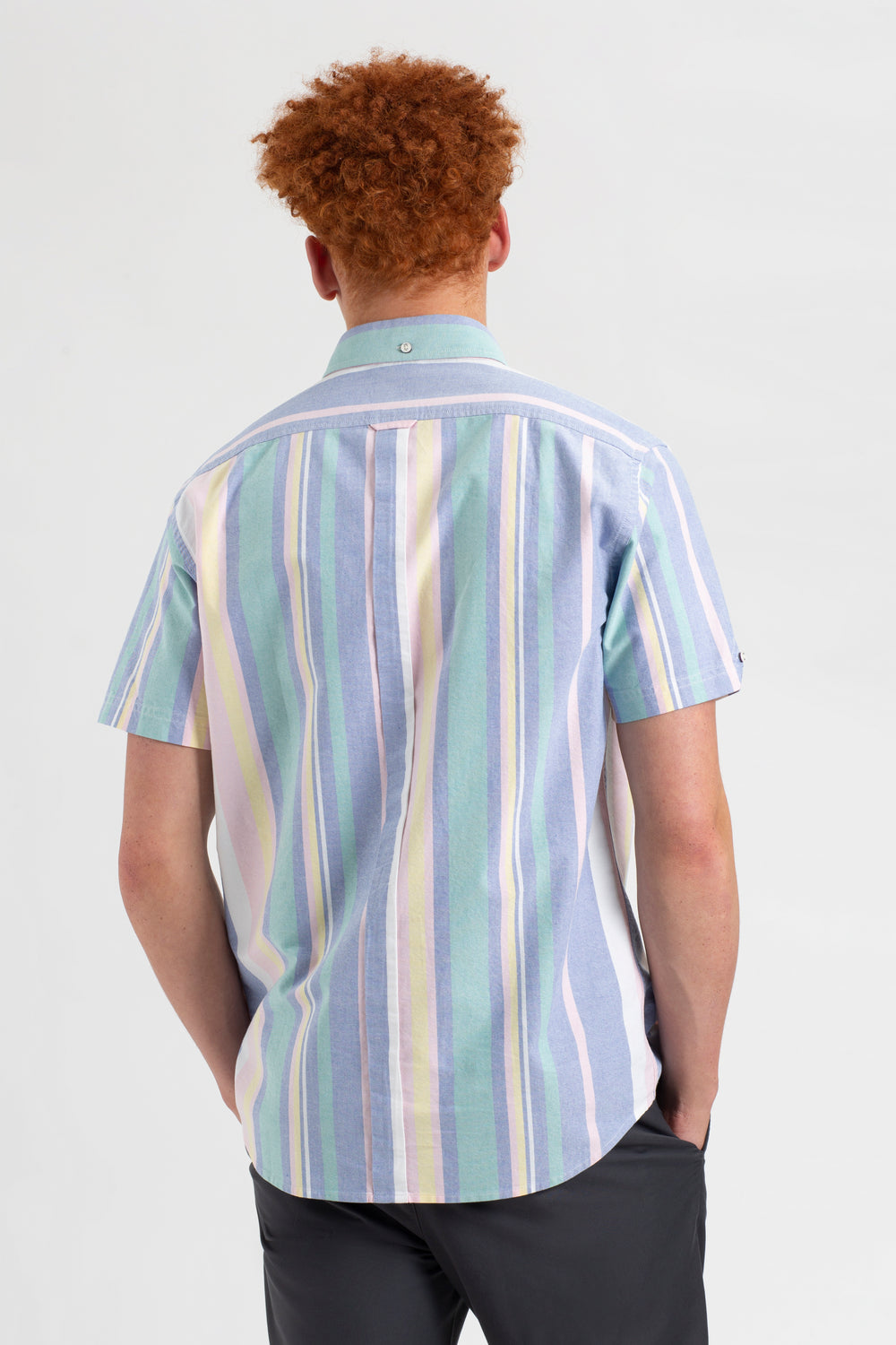 Chemises Ben Sherman Short Sleeve Brighton Oxford Organic Stripe Multicolore Stripes | ZWA-13587735